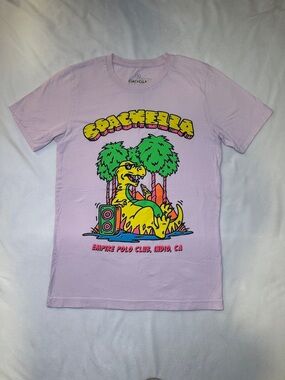 Coachella Pink Dinosaur Short Sleeve Graphic T-Shirt Size Small